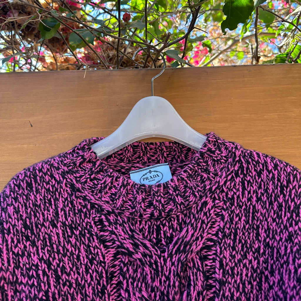 Prada Black And Pink Knit Top